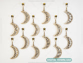 Crescent Geometric Earrings Leaf Earrings SVG Earring Template Silhouette Cut Files, Cricut Cut Files |#U004| VectorPort