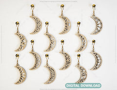 Crescent Geometric Earrings Leaf Earrings SVG Earring Template Silhouette Cut Files, Cricut Cut Files |#U004| VectorPort