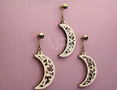 Crescent Geometric Earrings Leaf Earrings SVG Earring Template Silhouette Cut Files, Cricut Cut Files |#U004| VectorPort