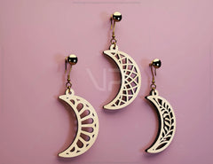 Crescent Geometric Earrings Leaf Earrings SVG Earring Template Silhouette Cut Files, Cricut Cut Files |#U004|