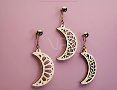 Crescent Geometric Earrings Leaf Earrings SVG Earring Template Silhouette Cut Files, Cricut Cut Files |#U004| VectorPort