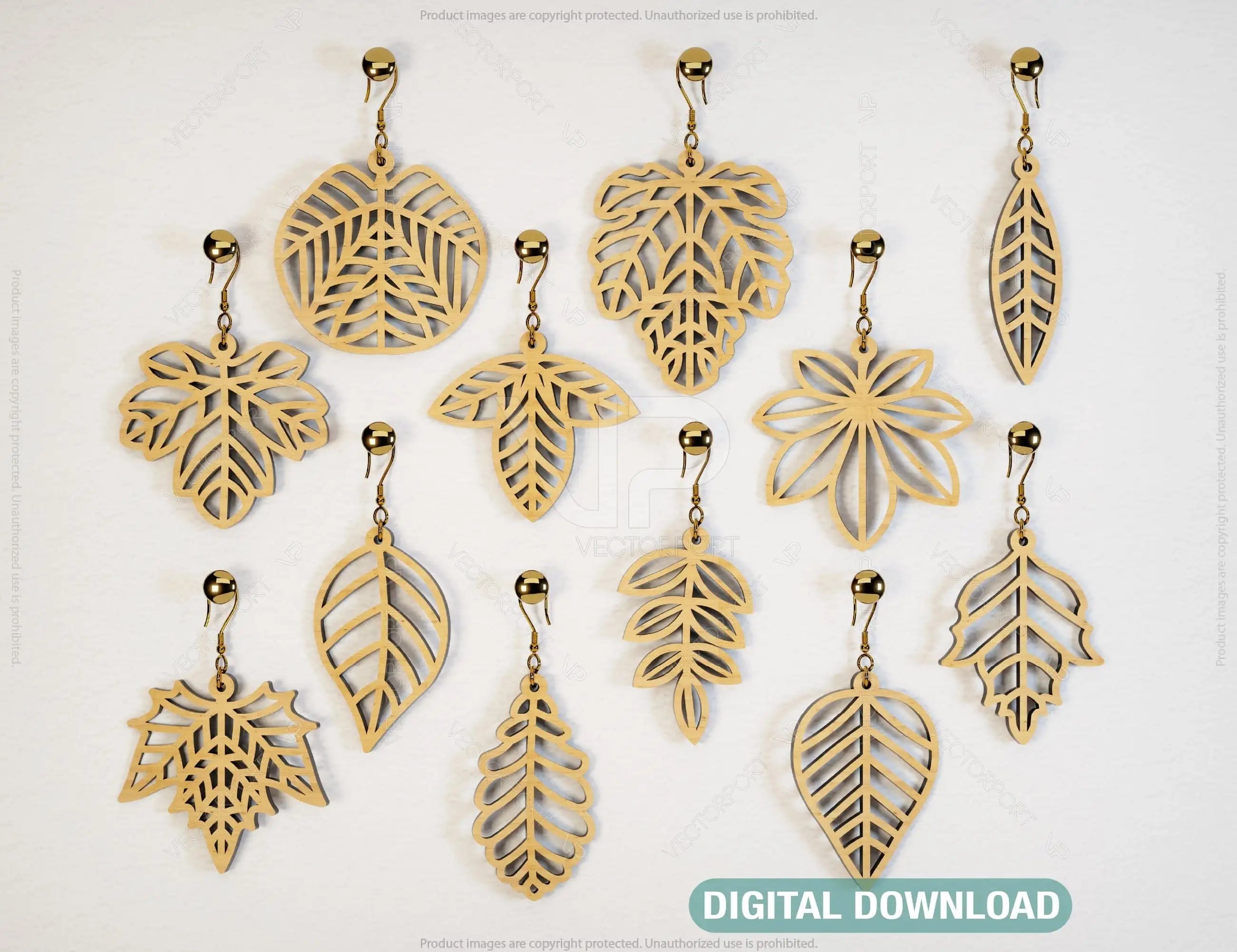 Leaves Earring Svg 12 styles Glowforge Cricut Jewelry Pendants laser cut Silhouette Cut Files, Cricut Cut Files |#U005| VectorPort