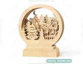 New Year Wooden House DIY | SVG, DXF, AI |#005| VectorPort