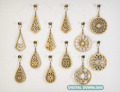 Elegant Geometric Earrings decorative Craft Jewelry Pendants Set laser cut Cut Files, Glowforge Cut Files |#U006| VectorPort