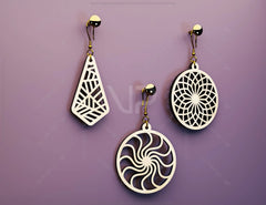 Elegant Geometric Earrings decorative Craft Jewelry Pendants Set laser cut Cut Files, Glowforge Cut Files |#U006|