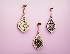 Floral Geometric Earrings decorative Craft Jewelry Pendants Set laser cut Cut Files, Glowforge Cut Files |#U007|