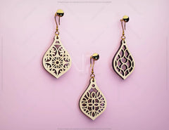 Floral Geometric Earrings decorative Craft Jewelry Pendants Set laser cut Cut Files, Glowforge Cut Files |#U007| VectorPort