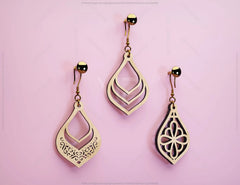 Floral Geometric Earrings decorative Craft Jewelry Pendants Set laser cut Cut Files, Glowforge Cut Files |#U007| VectorPort