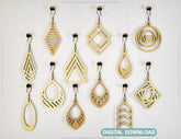 Geometric Modern Earrings Craft Jewelry Pendants Set laser cut Cut Files, Glowforge Cut Files |#U009| VectorPort