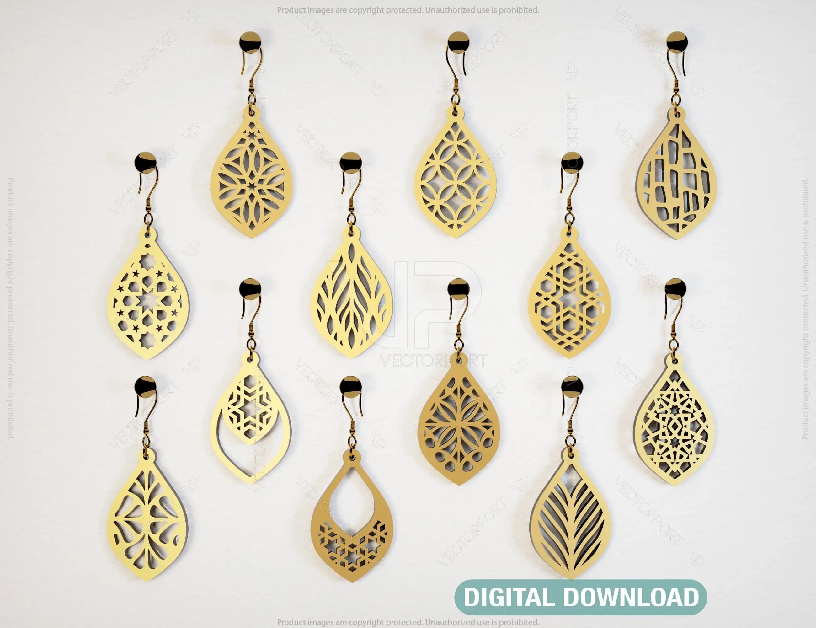 Drop Pendants shapes Laser cut Earrings SVG Earring Template Silhouette Cut Files, Cricut Cut Files |#U010| VectorPort