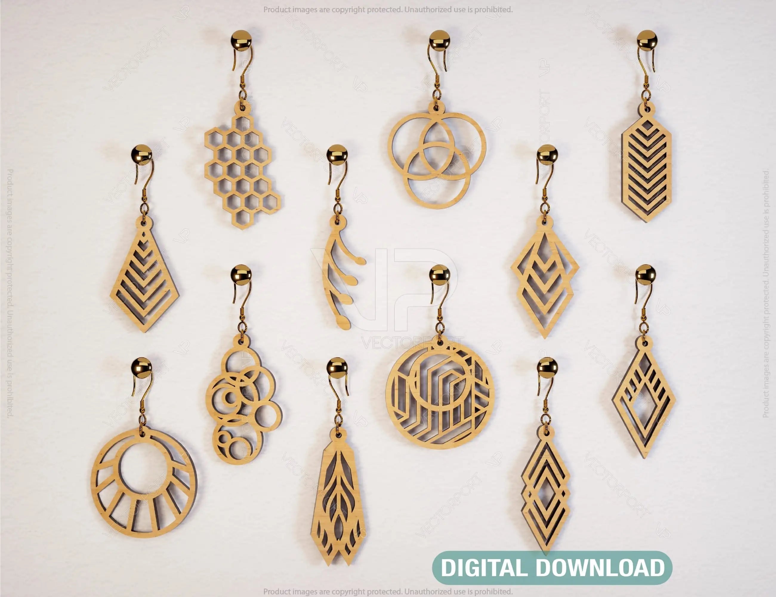 Different Shape Pendants Laser cut Earrings SVG Earring Template Silhouette Cut Files, Cricut Cut Files |#U012| VectorPort