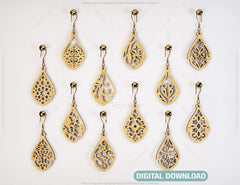 Floral Shape Drop Pendants Laser cut Earrings SVG Earring Template Silhouette Cut Files, Cricut Cut Files |#U013| VectorPort