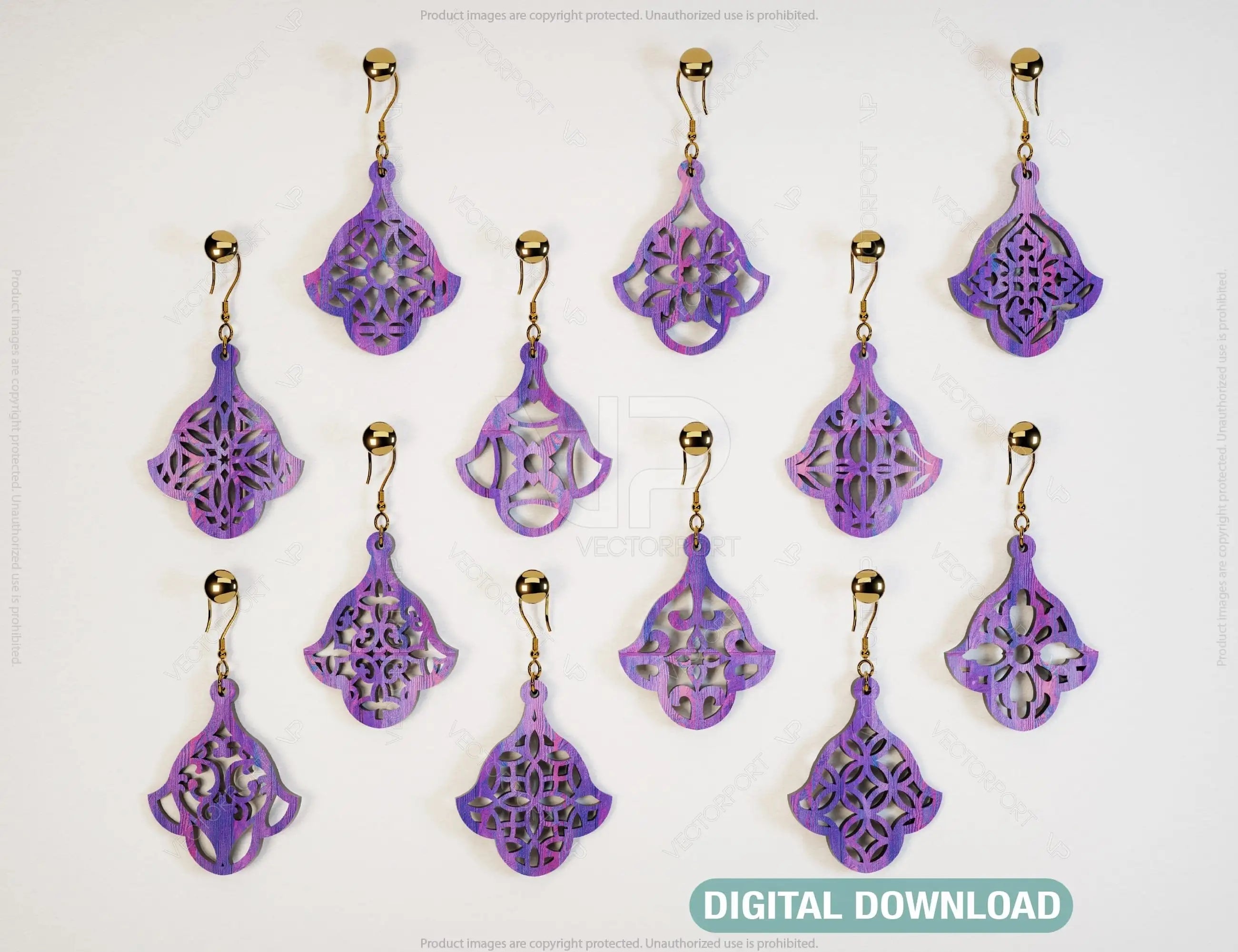 Flower Shape Drop Pendants Laser cut Earrings SVG Earring Template Silhouette Cut Files, Cricut Cut Files |#U014| VectorPort
