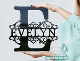 Split Regal Monogram Alphabet Letters Laser Cut Files | SVG, DXF, AI |#014|