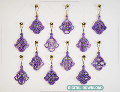 Flower Shape Drop Pendants Laser cut Earrings SVG Earring Template Silhouette Cut Files, Cricut Cut Files |#U014|