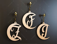 Crescent Alphabet Earrings Craft Jewelry Pendants Set Drop Laser cut Earrings SVG Template Silhouette Cut Files, Cricut Cut Files |#U017|
