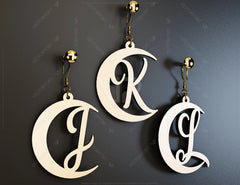 Crescent Alphabet Earrings Craft Jewelry Pendants Set Drop Laser cut Earrings SVG Template Silhouette Cut Files, Cricut Cut Files |#U017|