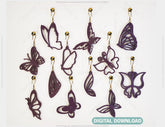 Butterfly Earrings 12 different styles Pendant Jewelry svg dxf Glowforge Pendants laser cut |#U019| VectorPort