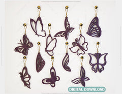 Butterfly Earrings 12 different styles Pendant Jewelry svg dxf Glowforge Pendants laser cut |#U019|
