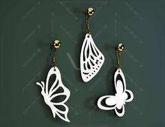 Butterfly Earrings 12 different styles Pendant Jewelry svg dxf Glowforge Pendants laser cut |#U019|