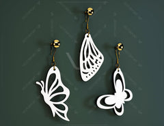 Butterfly Earrings 12 different styles Pendant Jewelry svg dxf Glowforge Pendants laser cut |#U019| VectorPort