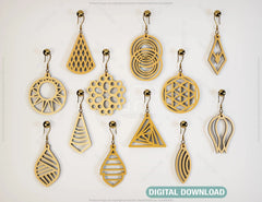 Luxury Elegant Geometric Earrings Craft Jewelry Pendants Set laser cut Cut Files, Glowforge Cut Files |#U020| VectorPort