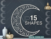 Moon shape Mandala Wall décor | SVG, DXF, AI |#021|