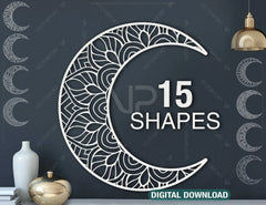 Moon shape Mandala Wall décor | SVG, DXF, AI |#021|