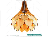 Scandinavian Pine Cone Hanging wooden chandelier lamp shade Pendant light template svg laser cut plywood Cut Files |#U022|