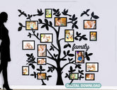 Family Tree Photo Frame Wall for Decoration with Leaves | SVG, DXF, AI |#023| VectorPort