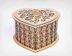 Wooden Heart shaped Jewelry laser cut Box template Wedding Love story vector model Glowforge cut file plywood Cut Files |#U023 VectorPort