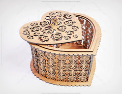 Wooden Heart shaped Jewelry laser cut Box template Wedding Love story vector model Glowforge cut file plywood Cut Files |#U023