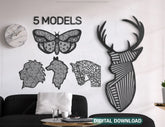 Animals Silhouette Mandala Wall décor | SVG, DXF, AI |#024|