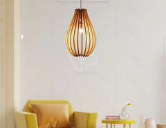 Oval Modern Wood Pendant Light Chandelier Lamp lampshade plywood Cut Files |#U024| VectorPort