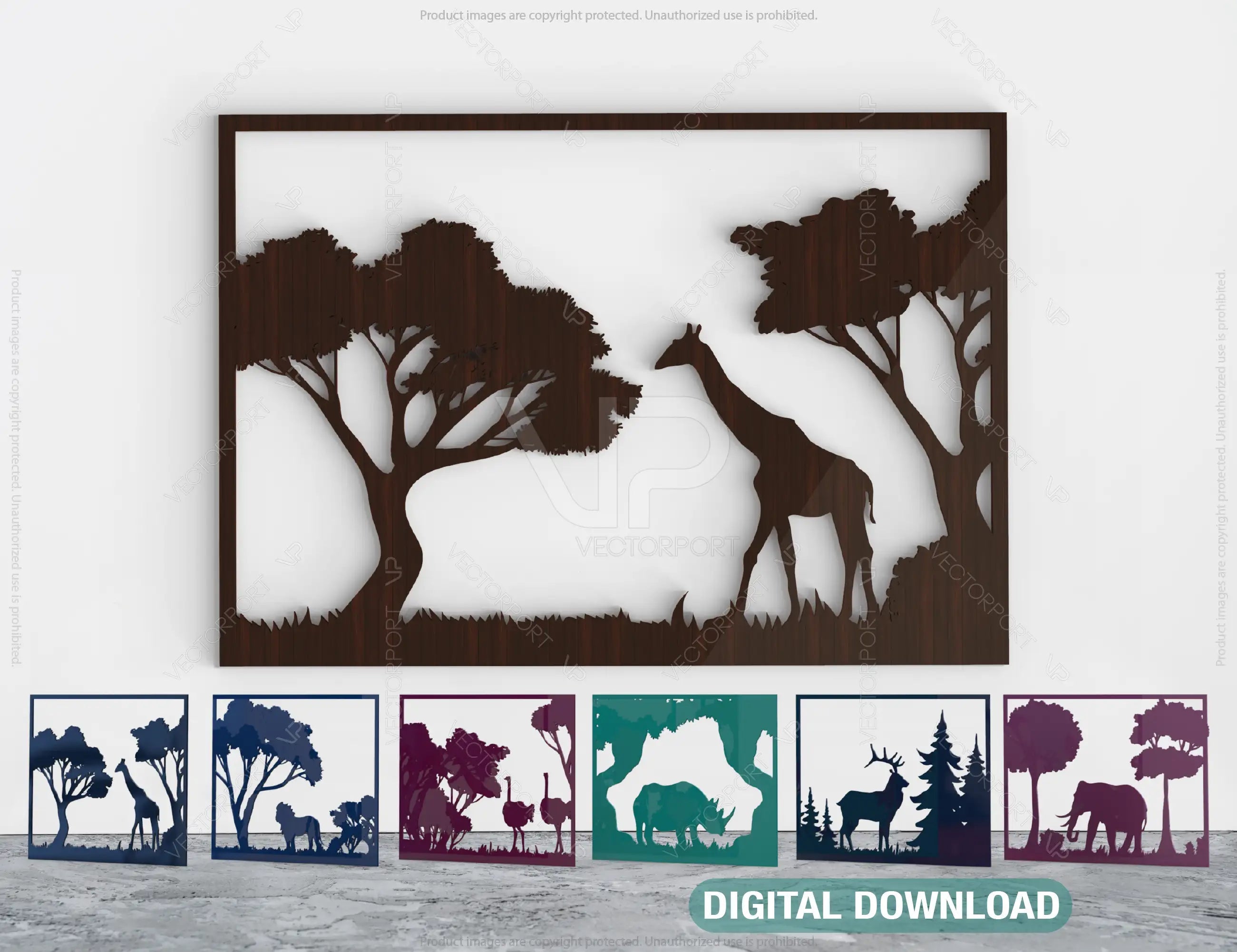 6 Wildlife scenes with animals 3D models and vector files. | SVG, DXF, AI |#025| VectorPort