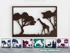 6 Wildlife scenes with animals 3D models and vector files. | SVG, DXF, AI |#025| VectorPort