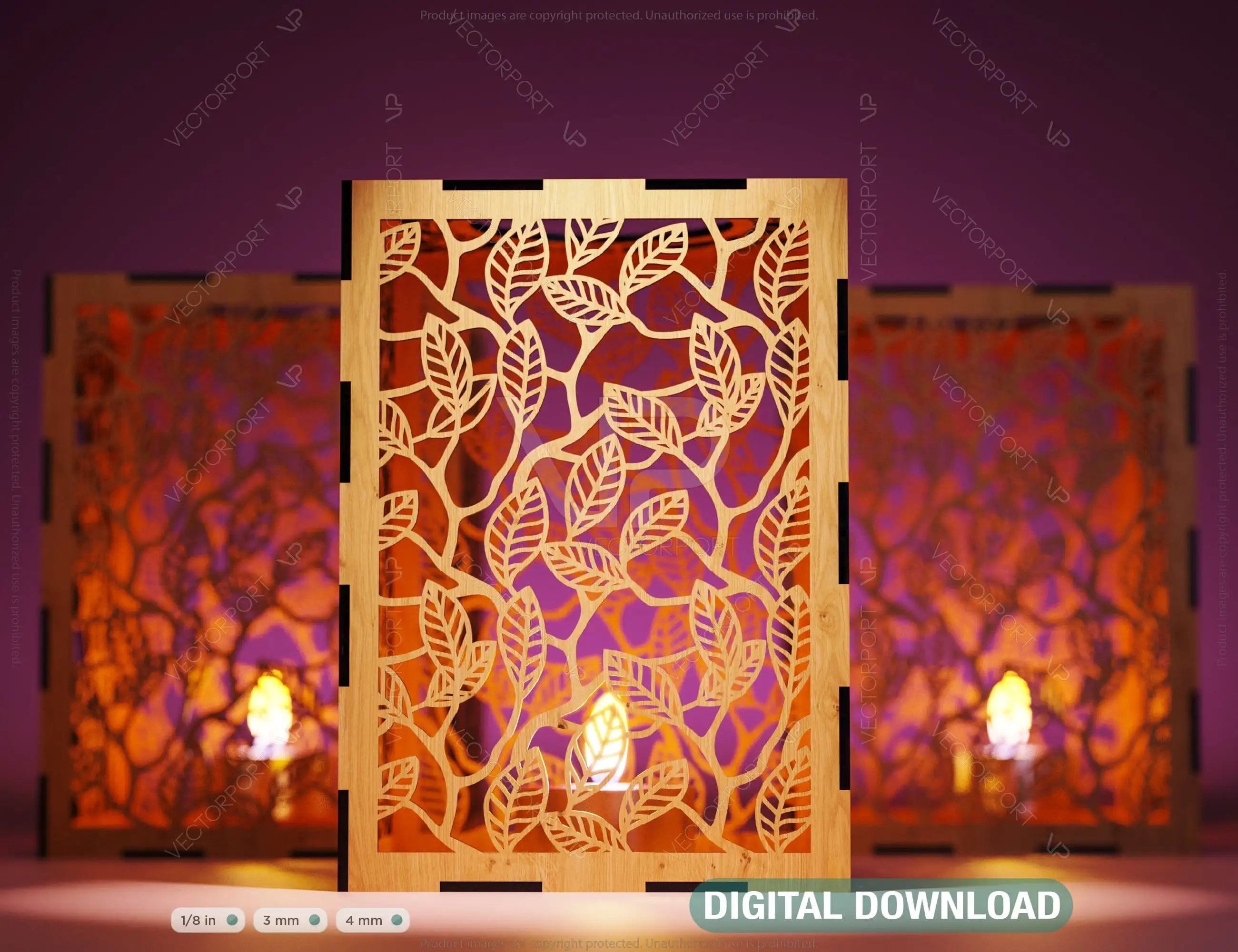 Leaves Candle Holder Laser Cut Lamp wood Tea light Lantern Votive Gift SVG |#U026| VectorPort