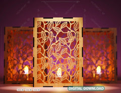 Leaves Candle Holder Laser Cut Lamp wood Tea light Lantern Votive Gift SVG |#U026|