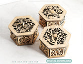 Hexagon Decorative Wooden Gift box Laser Cut Wedding favour laser cut jeweler case plywood Cut Files |#U029| VectorPort