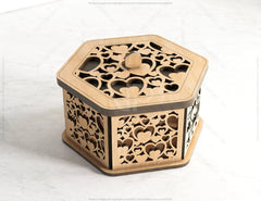 Hexagon Decorative Wooden Gift box Laser Cut Wedding favour laser cut jeweler case plywood Cut Files |#U029|