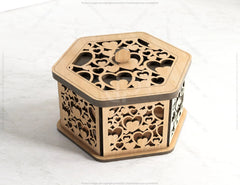 Hexagon Decorative Wooden Gift box Laser Cut Wedding favour laser cut jeweler case plywood Cut Files |#U029| VectorPort
