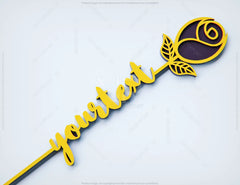 Rose - Laser Personalized Cut Out Art Valentine Day Acrylic wood Flower with name editable Cut Files |#U030|