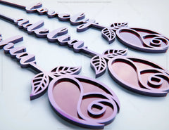 Rose - Laser Personalized Cut Out Art Valentine Day Acrylic wood Flower with name editable Cut Files |#U030|