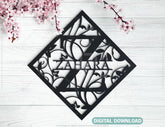 Floral Rhombus Frame Split Monogram Sign Flowers Letters | SVG, DXF, AI |#031| VectorPort