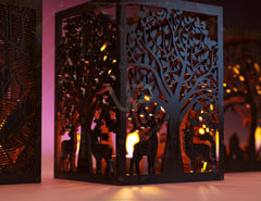 Candle Holder Laser Cut Tree & Animals Lamp wood Tea light Lantern Votive Gift | SVG, DXF, AI |#032| VectorPort