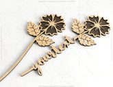 Daisy - Laser Cut Personalized Out Art Valentine Day Acrylic wood Flower with name editable Cut Files |#U034| VectorPort