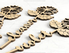 Daisy - Laser Cut Personalized Out Art Valentine Day Acrylic wood Flower with name editable Cut Files |#U034| VectorPort