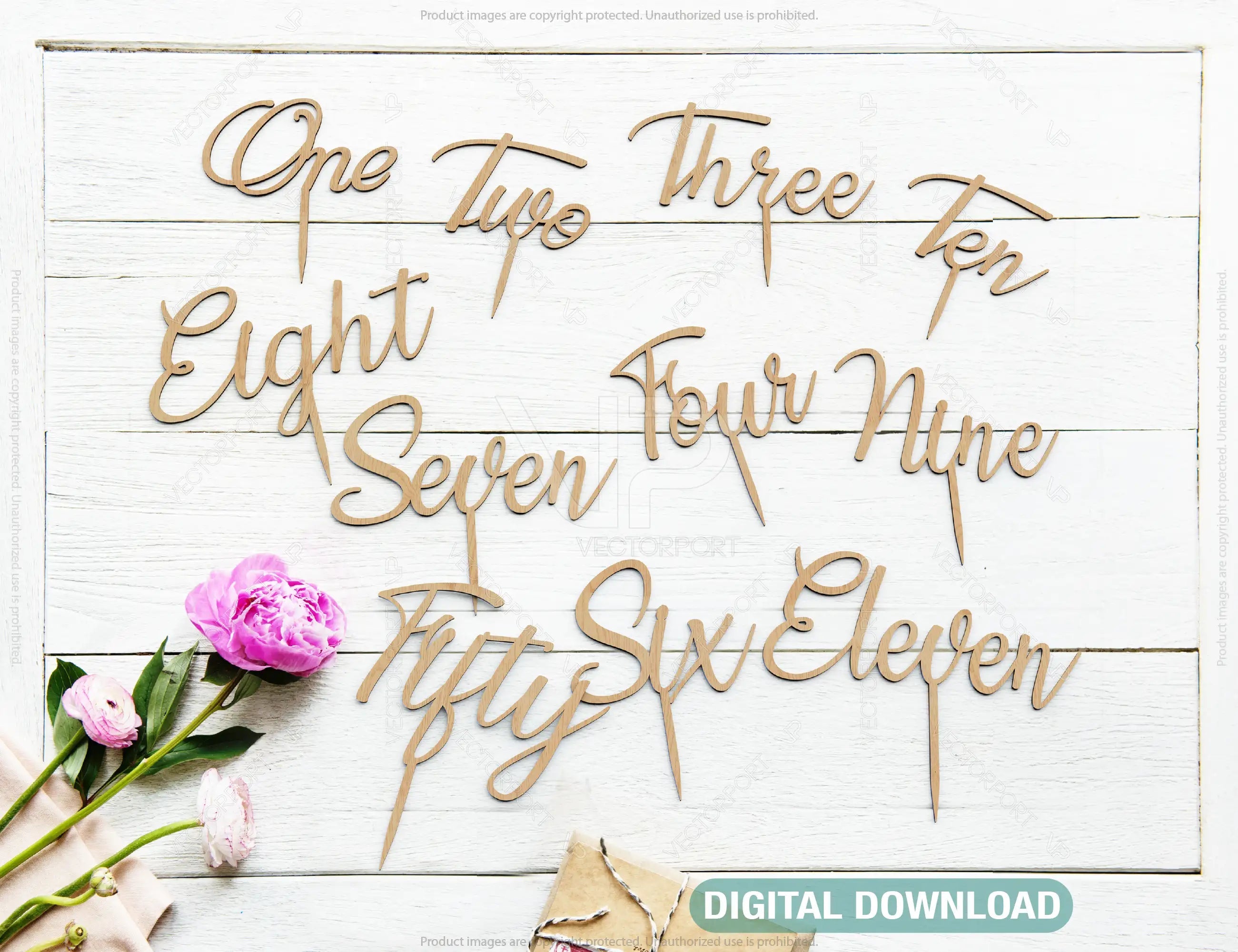 Ornate Staked Numbers Wedding Cake Topper Birthday laser cut for party | SVG, DXF, AI |#036| VectorPort