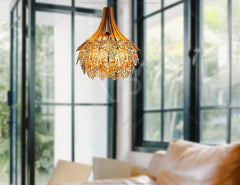 Maple leaves Hanging wooden chandelier lamp shade Pendant light template svg laser cut plywood Cut Files |#U036| VectorPort