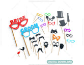 Birthday Mustache glasses and spectacles party props | SVG, DXF, AI |#038| VectorPort